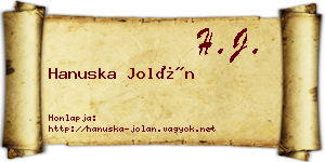 Hanuska Jolán névjegykártya