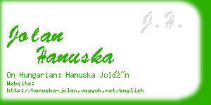 jolan hanuska business card